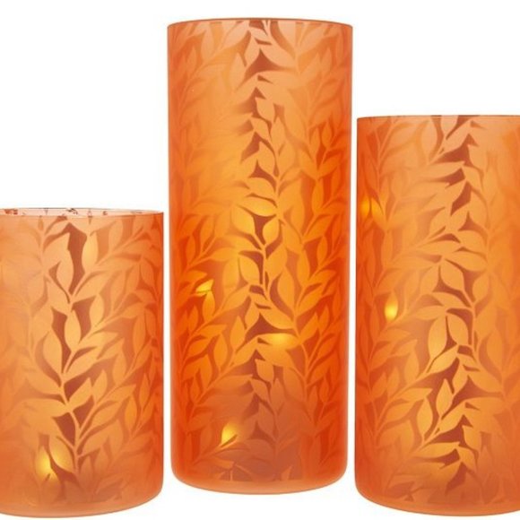 Valerie Par Hill Other - Set of 3 Frosted Glass Pillars w/ Microlights by Valerie Par Hill